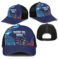Hawaii Diving Baseball Net Cap Tribal Pattern with Ocean Floor LT03 - Polynesian Pride