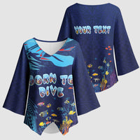 Personalized Hawaii Diving Kimono Sleeve Blouse Tribal Pattern with Ocean Floor LT03 - Polynesian Pride