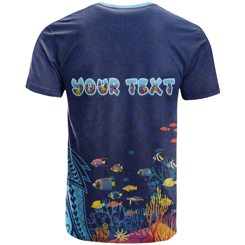 Personalized Hawaii Diving T Shirt Tribal Pattern with Ocean Floor LT03 - Polynesian Pride