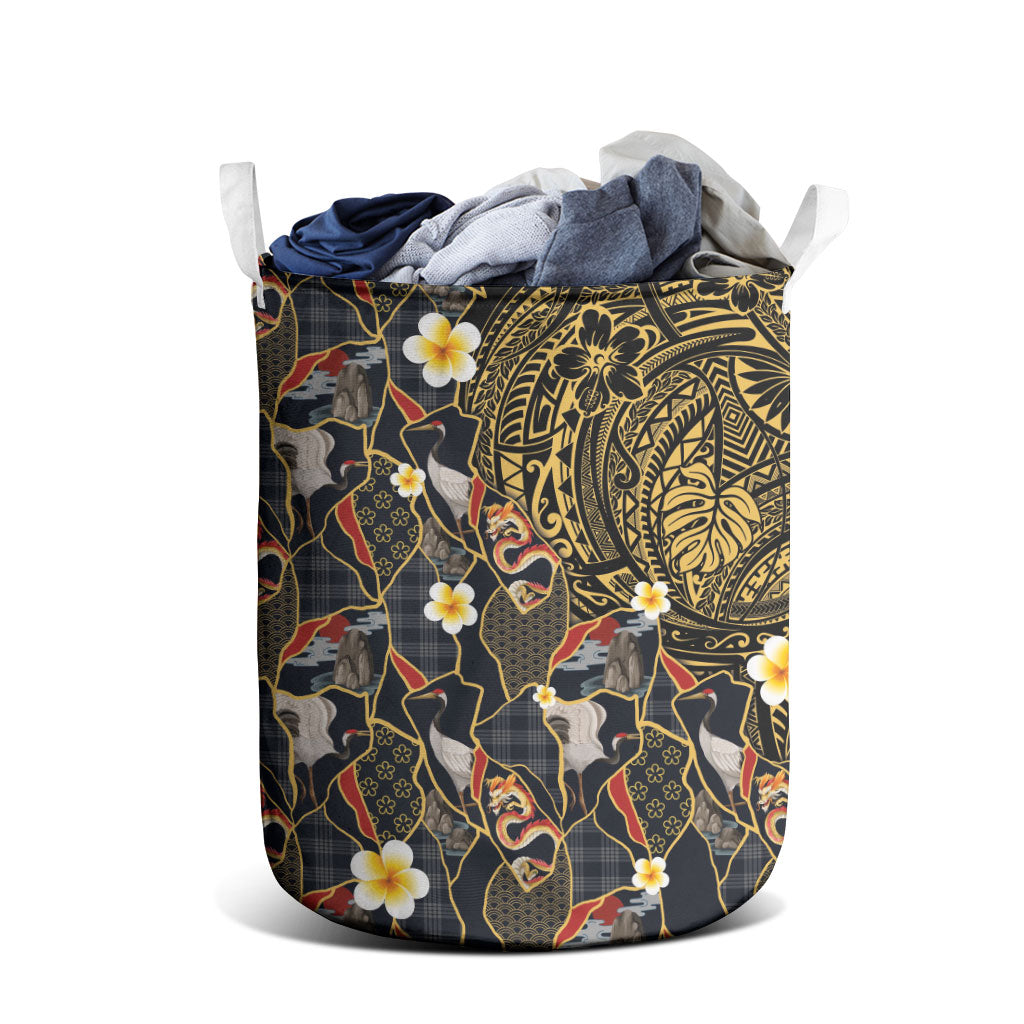 Hawaiian and Japanese Laundry Basket Polynesian Tattoo with Japanese Culture Kintsugi Style LT03 - Polynesian Pride