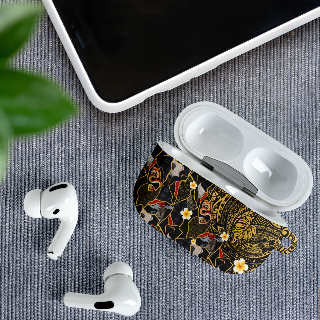 Hawaiian and Japanese AirPods Case Polynesian Tattoo with Japanese Culture Kintsugi Style LT03 - Polynesian Pride