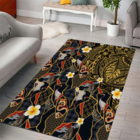 Hawaiian and Japanese Area Rug Polynesian Tattoo with Japanese Culture Kintsugi Style LT03 - Polynesian Pride