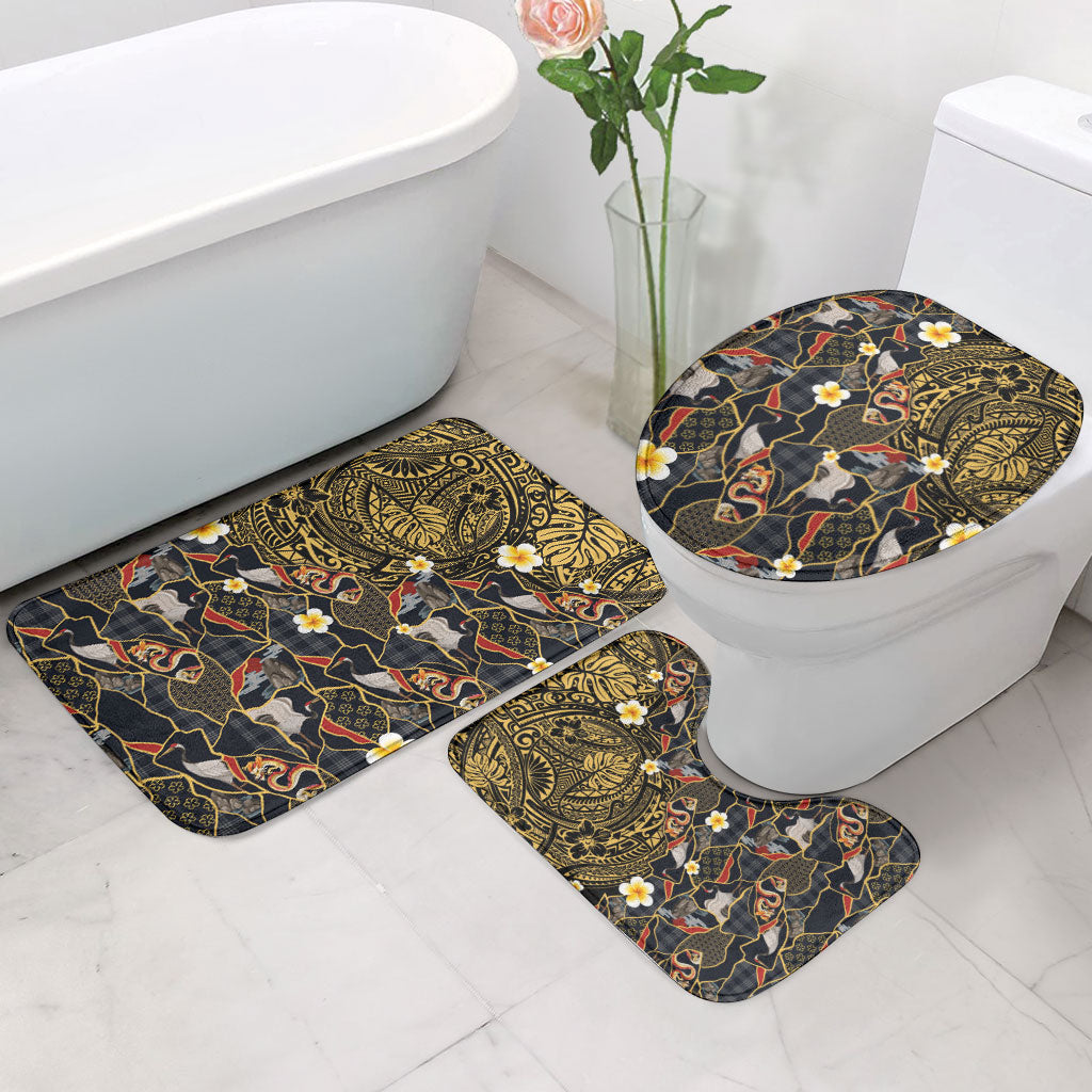 Hawaiian and Japanese Bathroom Set Polynesian Tattoo with Japanese Culture Kintsugi Style LT03 - Polynesian Pride