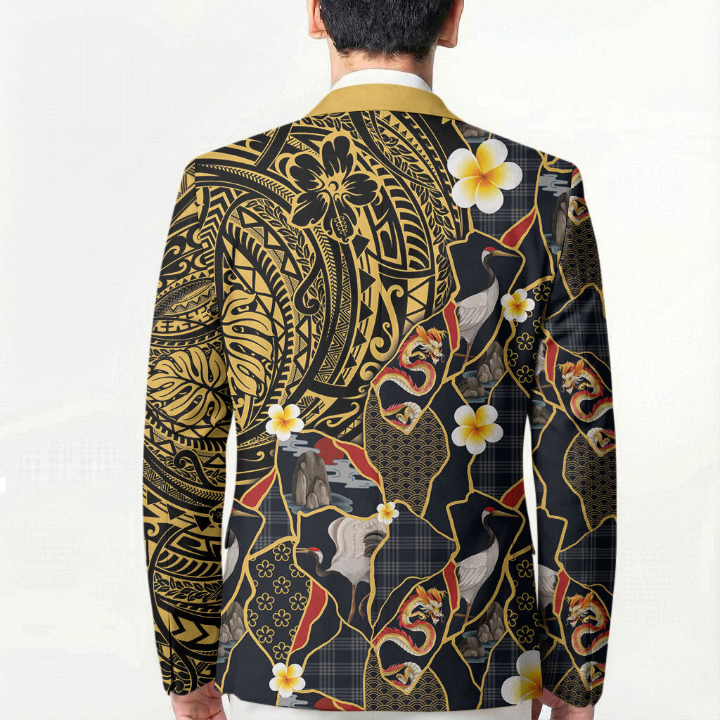 Hawaiian and Japanese Blazer Polynesian Tattoo with Japanese Culture Kintsugi Style LT03 - Polynesian Pride