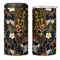 Hawaiian and Japanese 4 in 1 Can Cooler Tumbler Polynesian Tattoo with Japanese Culture Kintsugi Style LT03 One Size: 16 oz Multicolor - Polynesian Pride