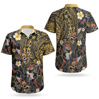 Hawaiian and Japanese Couples Matching Off Shoulder Maxi Dress and Hawaiian Shirt Polynesian Tattoo with Japanese Culture Kintsugi Style LT03 - Polynesian Pride
