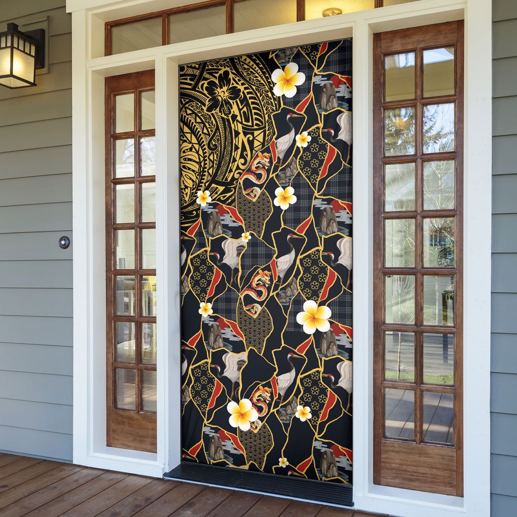 Hawaiian and Japanese Door Cover Polynesian Tattoo with Japanese Culture Kintsugi Style LT03 - Polynesian Pride