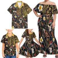 Hawaiian and Japanese Family Matching Off Shoulder Maxi Dress and Hawaiian Shirt Polynesian Tattoo with Japanese Culture Kintsugi Style LT03 - Polynesian Pride