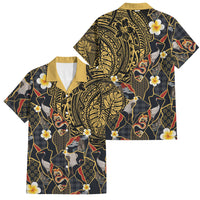 Hawaiian and Japanese Family Matching Off Shoulder Maxi Dress and Hawaiian Shirt Polynesian Tattoo with Japanese Culture Kintsugi Style LT03 Dad's Shirt - Short Sleeve Multicolor - Polynesian Pride