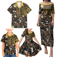 Hawaiian and Japanese Family Matching Puletasi and Hawaiian Shirt Polynesian Tattoo with Japanese Culture Kintsugi Style LT03 - Polynesian Pride