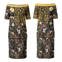 Hawaiian and Japanese Family Matching Puletasi and Hawaiian Shirt Polynesian Tattoo with Japanese Culture Kintsugi Style LT03 Mom's Dress Multicolor - Polynesian Pride