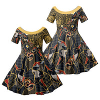 Hawaiian and Japanese Family Matching Short Sleeve Bodycon Dress and Hawaiian Shirt Polynesian Tattoo with Japanese Culture Kintsugi Style LT03 Daughter's Dress Multicolor - Polynesian Pride