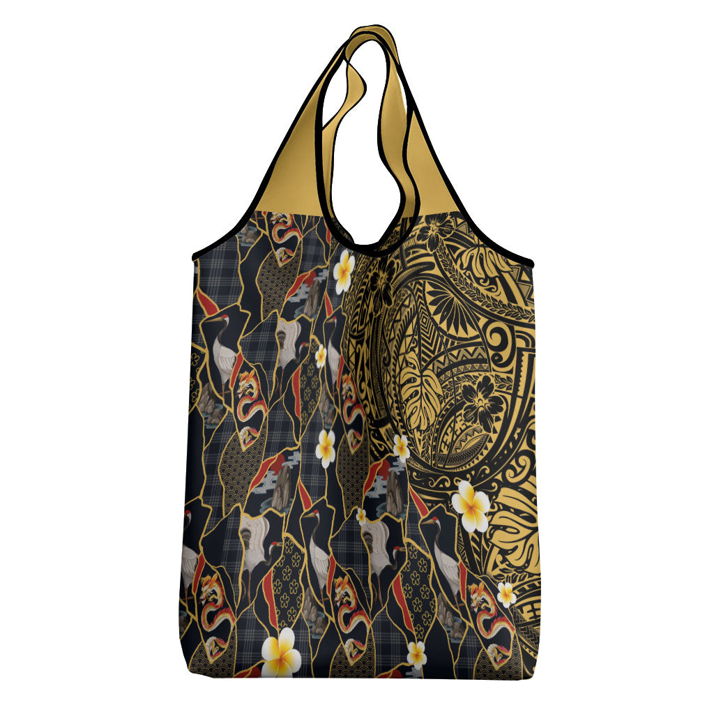 Hawaiian and Japanese Grocery Bag Polynesian Tattoo with Japanese Culture Kintsugi Style LT03 - Polynesian Pride