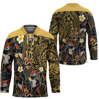 Hawaiian and Japanese Hockey Jersey Polynesian Tattoo with Japanese Culture Kintsugi Style LT03 - Polynesian Pride