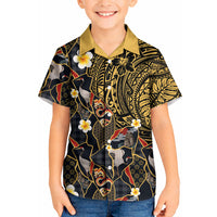 Hawaiian and Japanese Kid Hawaiian Shirt Polynesian Tattoo with Japanese Culture Kintsugi Style LT03 Kid Multicolor - Polynesian Pride