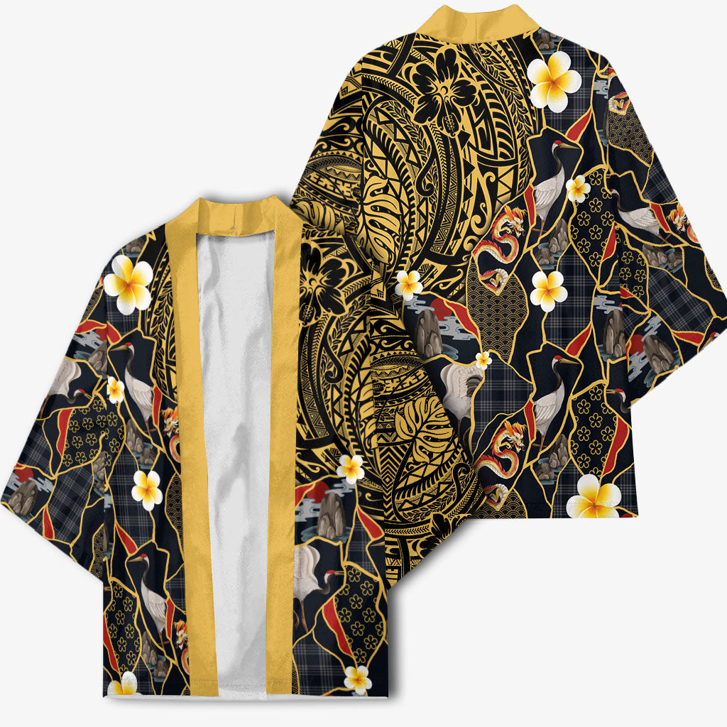 Hawaiian and Japanese Kimono Polynesian Tattoo with Japanese Culture Kintsugi Style LT03 - Polynesian Pride