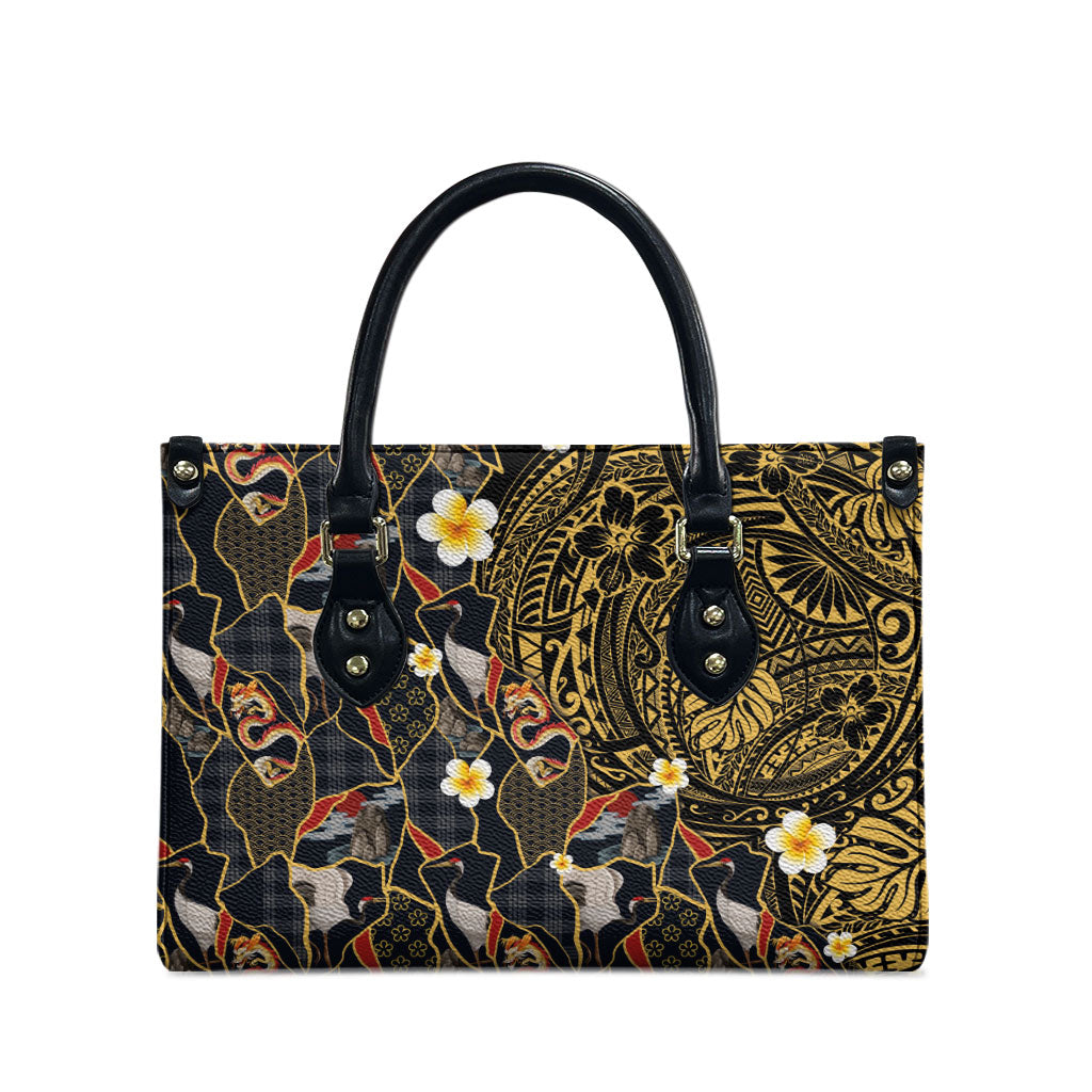 Hawaiian and Japanese Leather Bag Polynesian Tattoo with Japanese Culture Kintsugi Style LT03 - Polynesian Pride