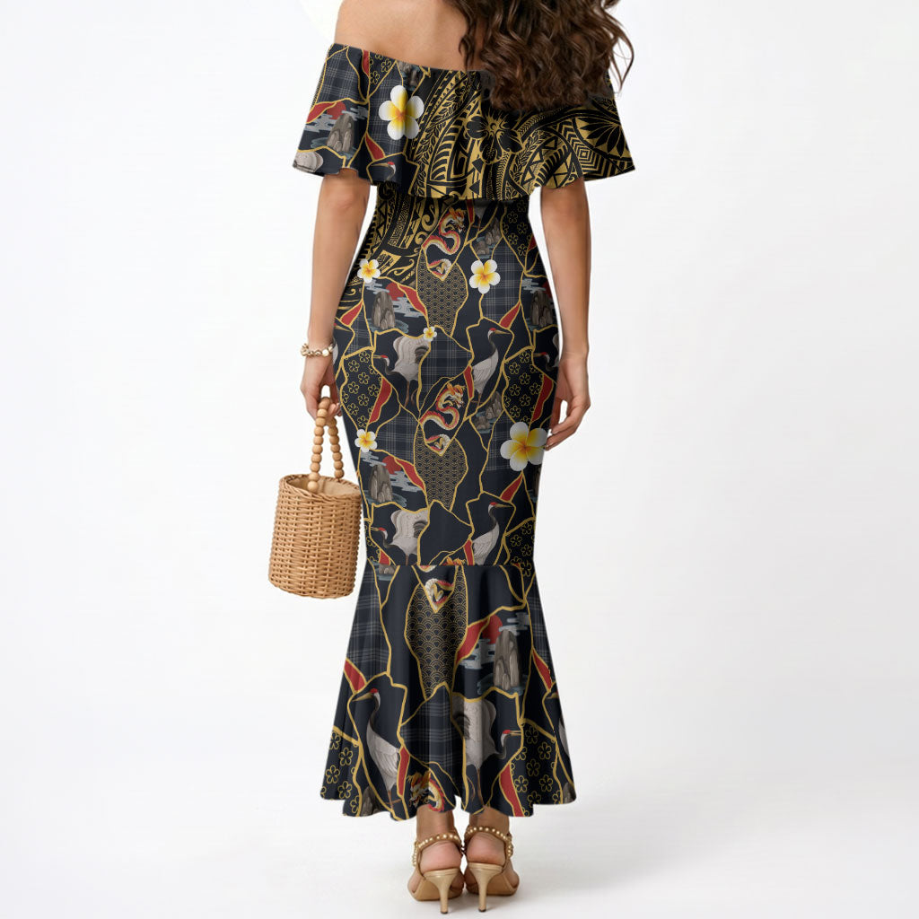 Hawaiian and Japanese Mermaid Dress Polynesian Tattoo with Japanese Culture Kintsugi Style LT03 - Polynesian Pride