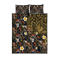 Hawaiian and Japanese Quilt Bed Set Polynesian Tattoo with Japanese Culture Kintsugi Style LT03 - Polynesian Pride