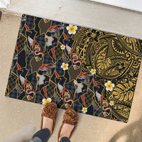 Hawaiian and Japanese Rubber Doormat Polynesian Tattoo with Japanese Culture Kintsugi Style LT03 - Polynesian Pride