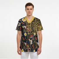 Hawaiian and Japanese Scrub Top Polynesian Tattoo with Japanese Culture Kintsugi Style LT03 - Polynesian Pride