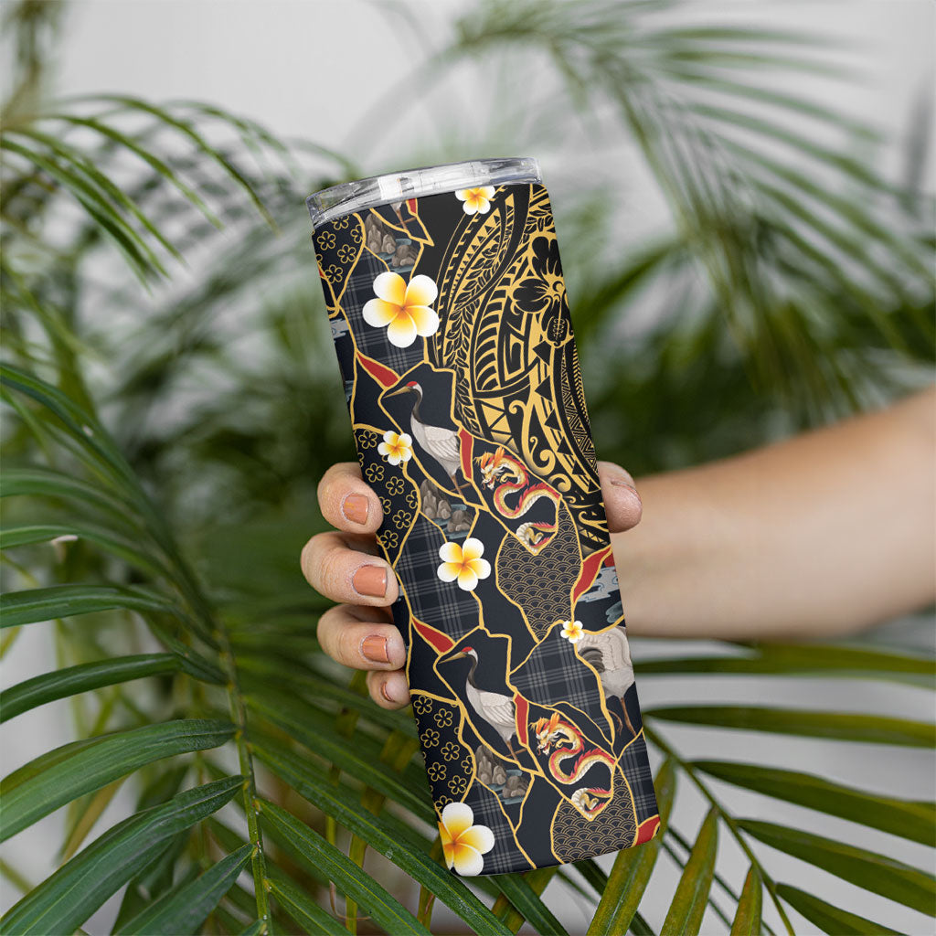 Hawaiian and Japanese Skinny Tumbler Polynesian Tattoo with Japanese Culture Kintsugi Style LT03 - Polynesian Pride