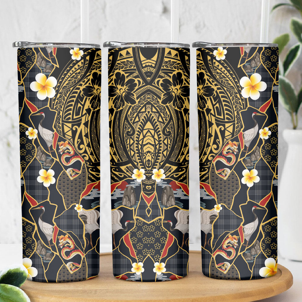 Hawaiian and Japanese Skinny Tumbler Polynesian Tattoo with Japanese Culture Kintsugi Style LT03 - Polynesian Pride