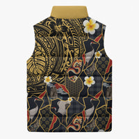 Hawaiian and Japanese Sleeveless Puffer Jacket Polynesian Tattoo with Japanese Culture Kintsugi Style LT03 - Polynesian Pride