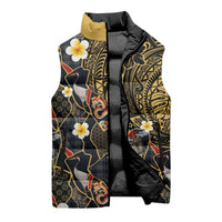Hawaiian and Japanese Sleeveless Puffer Jacket Polynesian Tattoo with Japanese Culture Kintsugi Style LT03 - Polynesian Pride