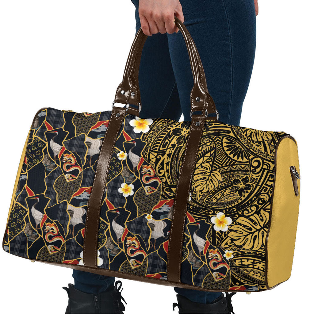 Hawaiian and Japanese Travel Bag Polynesian Tattoo with Japanese Culture Kintsugi Style LT03 - Polynesian Pride