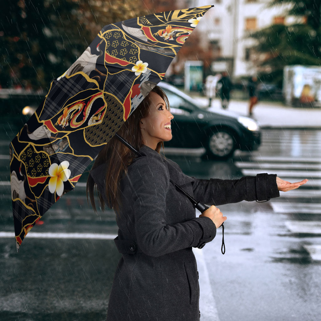 Hawaiian and Japanese Umbrella Polynesian Tattoo with Japanese Culture Kintsugi Style LT03 - Polynesian Pride