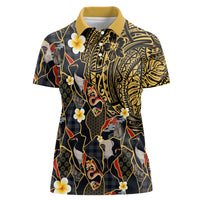 Hawaiian and Japanese Women Polo Shirt Polynesian Tattoo with Japanese Culture Kintsugi Style LT03 Female Multicolor - Polynesian Pride