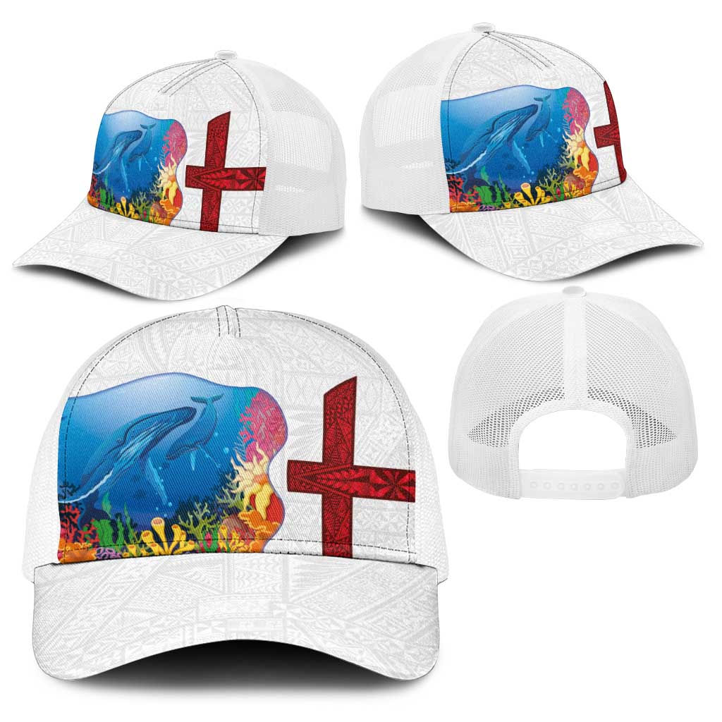 Tonga Swimming with Whales Baseball Net Cap Ngatu Pattern LT03 - Polynesian Pride