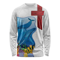 Tonga Swimming with Whales Long Sleeve Shirt Ngatu Pattern LT03 Unisex Multicolor - Polynesian Pride