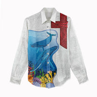 Tonga Swimming with Whales Women Casual Shirt Ngatu Pattern