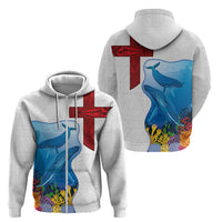 Tonga Swimming with Whales Zip Hoodie Ngatu Pattern LT03 - Polynesian Pride