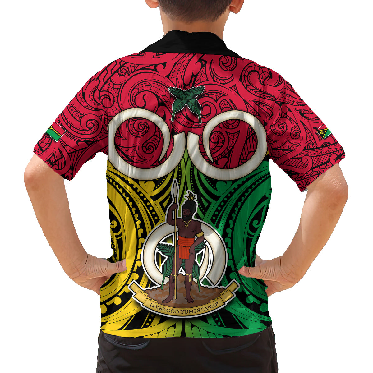 Vanuatu Family Matching Puletasi Dress and Hawaiian Shirt Pig Tusk Mix Maori Pattern and Namele Leaf LT03 - Polynesian Pride