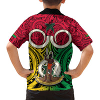 Vanuatu Family Matching Puletasi Dress and Hawaiian Shirt Pig Tusk Mix Maori Pattern and Namele Leaf LT03 - Polynesian Pride