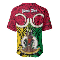Personalised Vanuatu Baseball Jersey Pig Tusk Mix Maori Pattern and Namele Leaf LT03 - Polynesian Pride