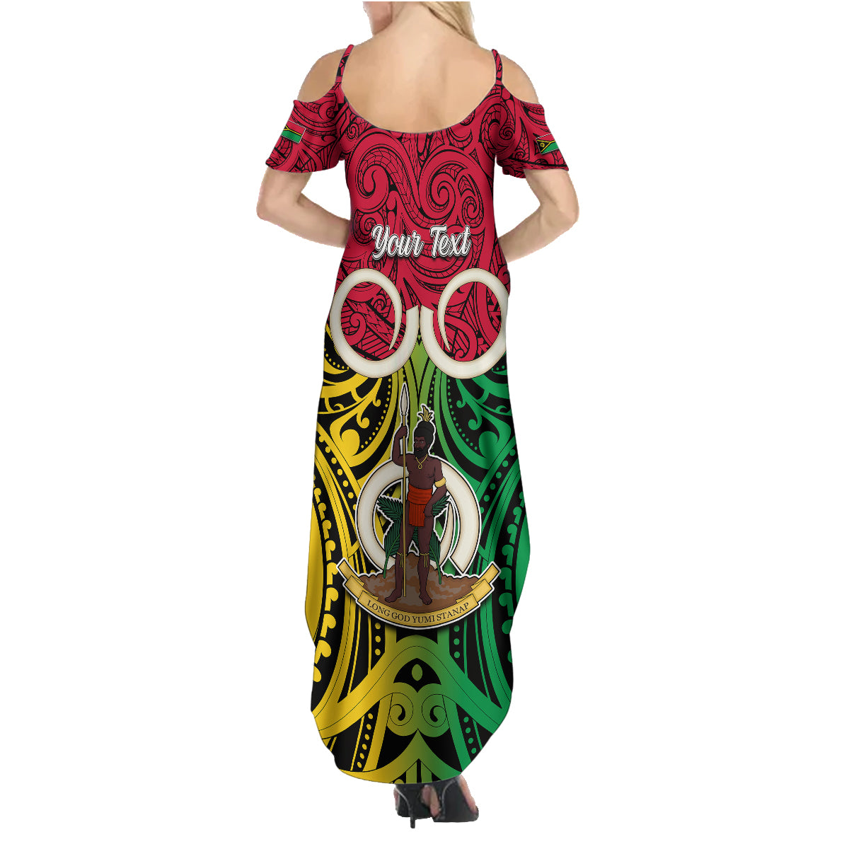 Personalised Vanuatu Family Matching Summer Maxi Dress and Hawaiian Shirt Pig Tusk Mix Maori Pattern and Namele Leaf LT03 - Polynesian Pride