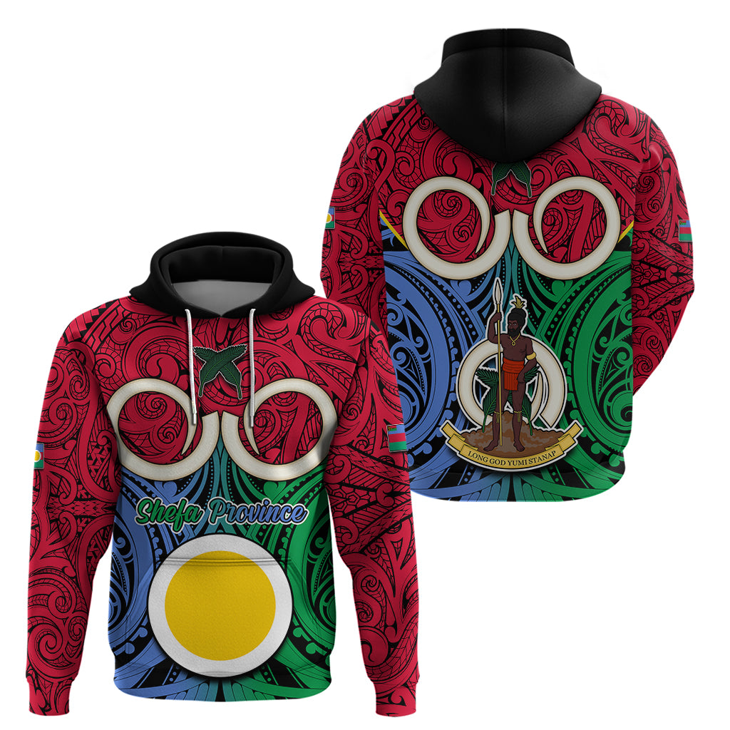 Vanuatu Shefa Province Hoodie Pig Tusk Mix Maori Pattern and Namele Leaf LT03 - Polynesian Pride