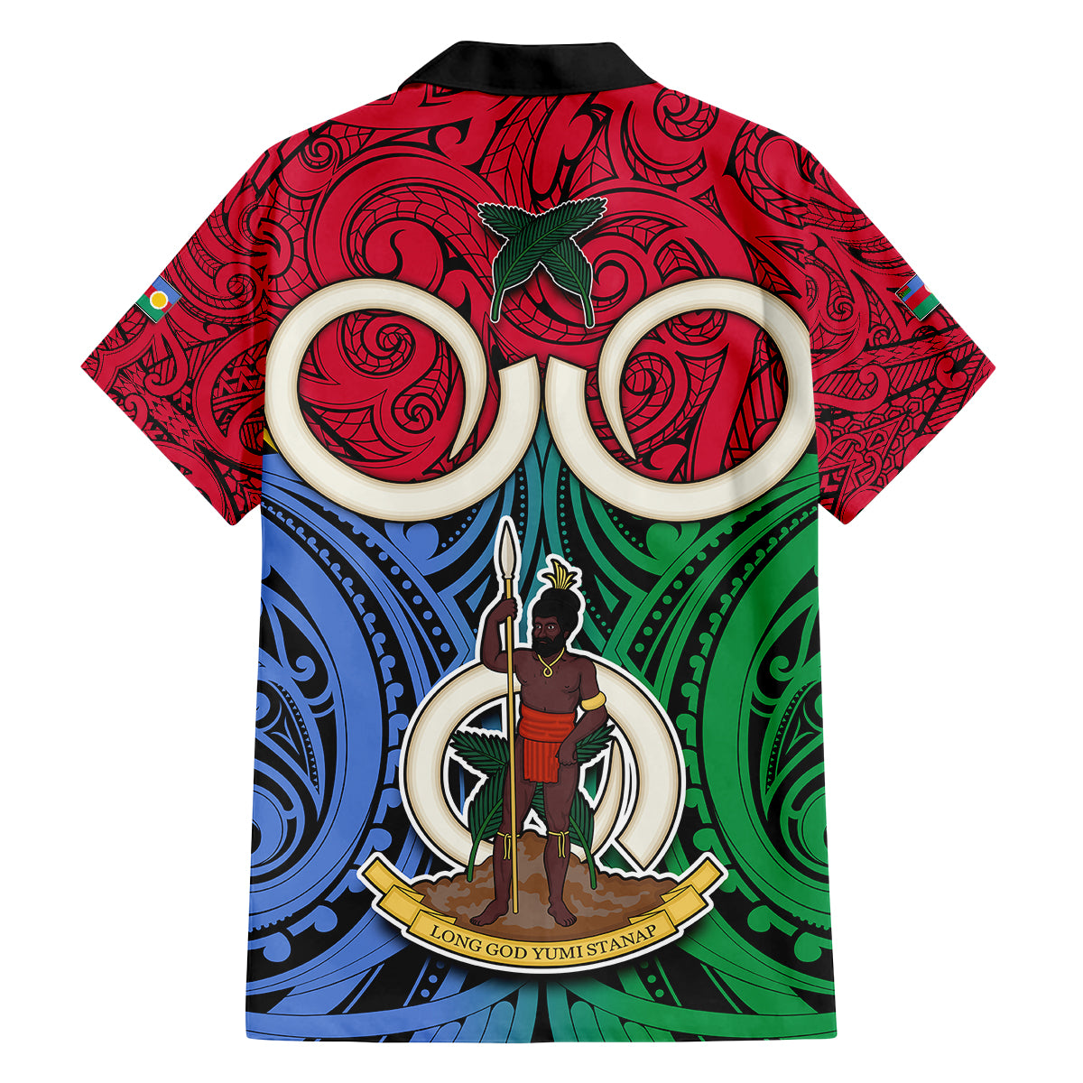 Vanuatu Shefa Province Kid Hawaiian Shirt Pig Tusk Mix Maori Pattern and Namele Leaf LT03 - Polynesian Pride