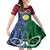 Vanuatu Shefa Province Kid Short Sleeve Dress Pig Tusk Mix Maori Pattern and Namele Leaf LT03 KID Red - Polynesian Pride
