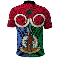 Vanuatu Shefa Province Polo Shirt Pig Tusk Mix Maori Pattern and Namele Leaf LT03 - Polynesian Pride