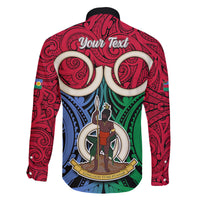 Personalised Vanuatu Shefa Province Family Matching Long Sleeve Bodycon Dress and Hawaiian Shirt Pig Tusk Mix Maori Pattern and Namele Leaf LT03 - Polynesian Pride