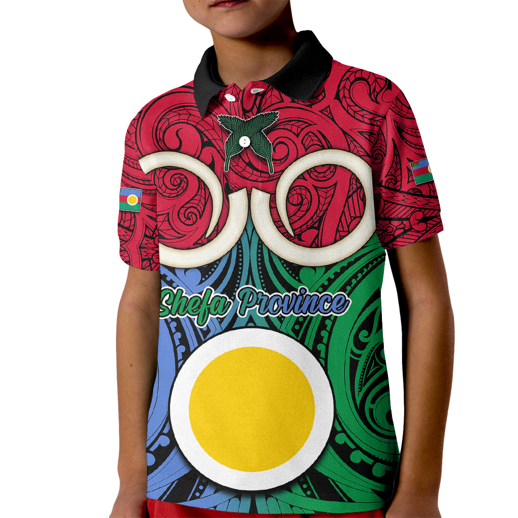 Personalised Vanuatu Shefa Province Kid Polo Shirt Pig Tusk Mix Maori Pattern and Namele Leaf LT03 Kid Red - Polynesian Pride