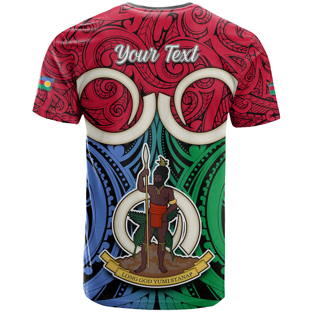Personalised Vanuatu Shefa Province T Shirt Pig Tusk Mix Maori Pattern and Namele Leaf LT03 - Polynesian Pride
