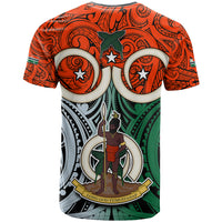 Vanuatu Penama Province T Shirt Pig Tusk Mix Maori Pattern and Namele Leaf LT03 - Polynesian Pride