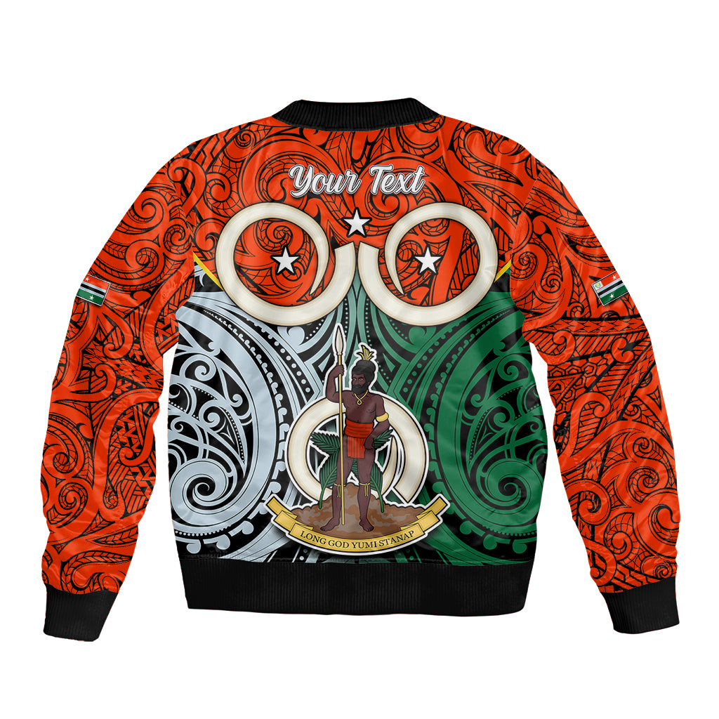 Personalised Vanuatu Penama Province Bomber Jacket Pig Tusk Mix Maori Pattern and Namele Leaf LT03 - Polynesian Pride