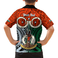 Personalised Vanuatu Penama Province Kid Hawaiian Shirt Pig Tusk Mix Maori Pattern and Namele Leaf LT03 - Polynesian Pride